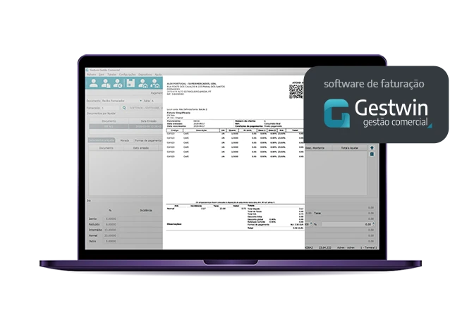 Gestwin Gestão Comercial num computador portátil
