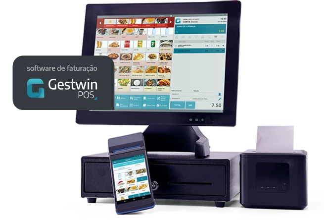 Gestwin POS num terminal de venda, impressora e equipamento móvel